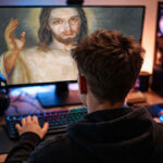 a boy before a screen