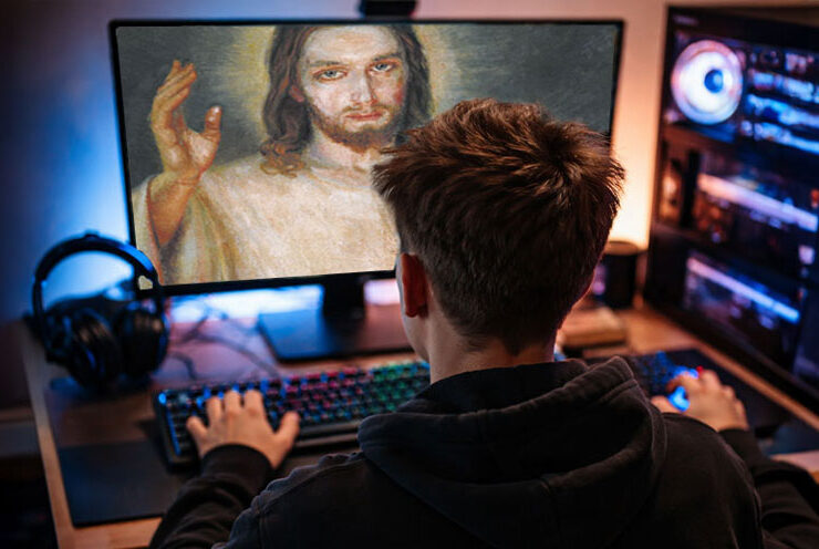 a boy before a screen