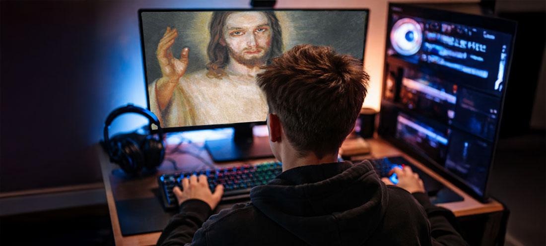a boy before a screen